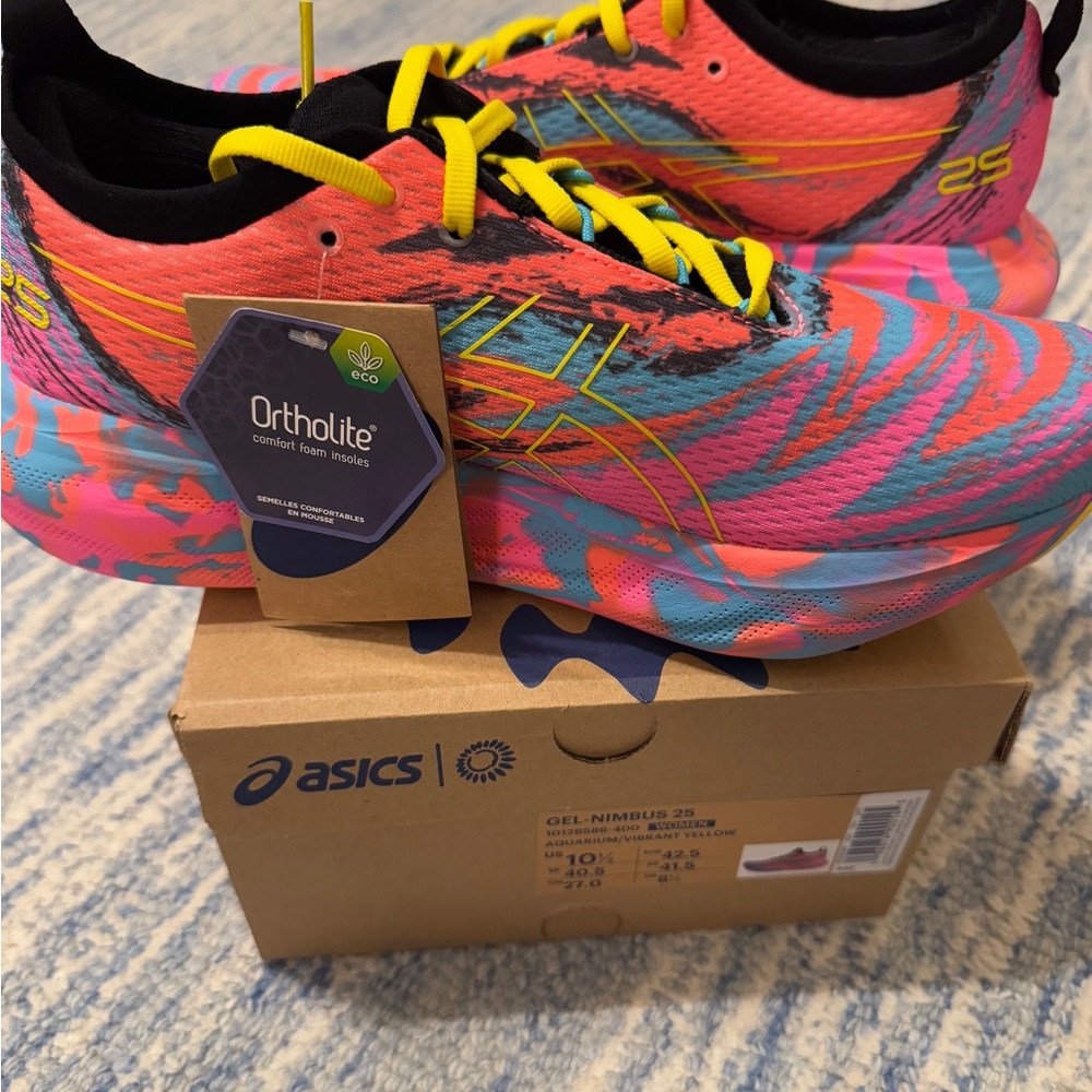 ASICS Gel-Nimbus 25 Multicolor Aquarium Vibrant Yellow Running Shoes